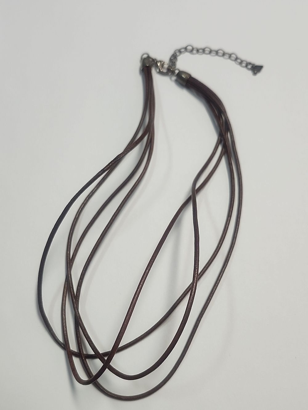 Silpada Sterling Silver Multi-Strand Brown Leather Necklace 15-17" Length